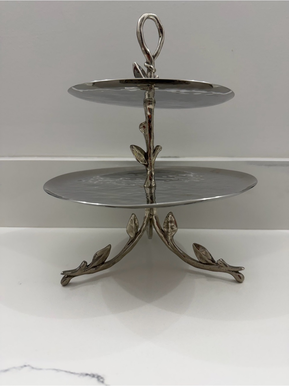 Authentic Michael Aram Two-Tier Silver Leaf Etagere - Rare